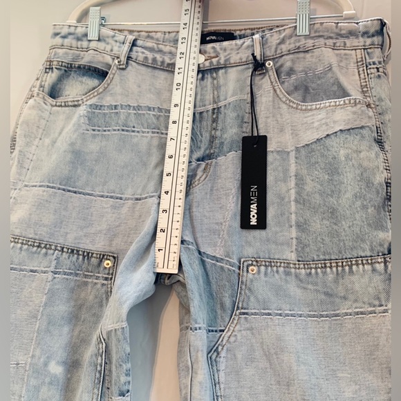 NOVA Mens Jeans Sz 38 Light Blue Wash Verdugo Carpenter Flare, 8 Pockets 1 Loop - Picture 11 of 16